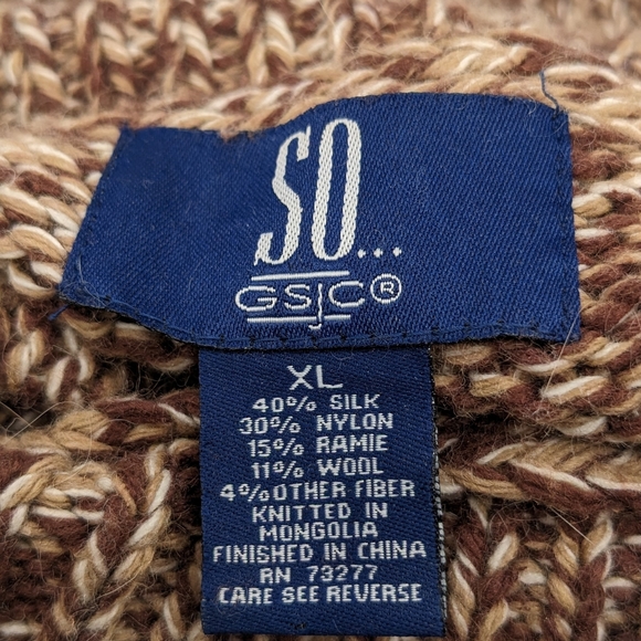 SO GSGC Sweater Turtle Neck Brown Knit Junior Size XL - Picture 4 of 5